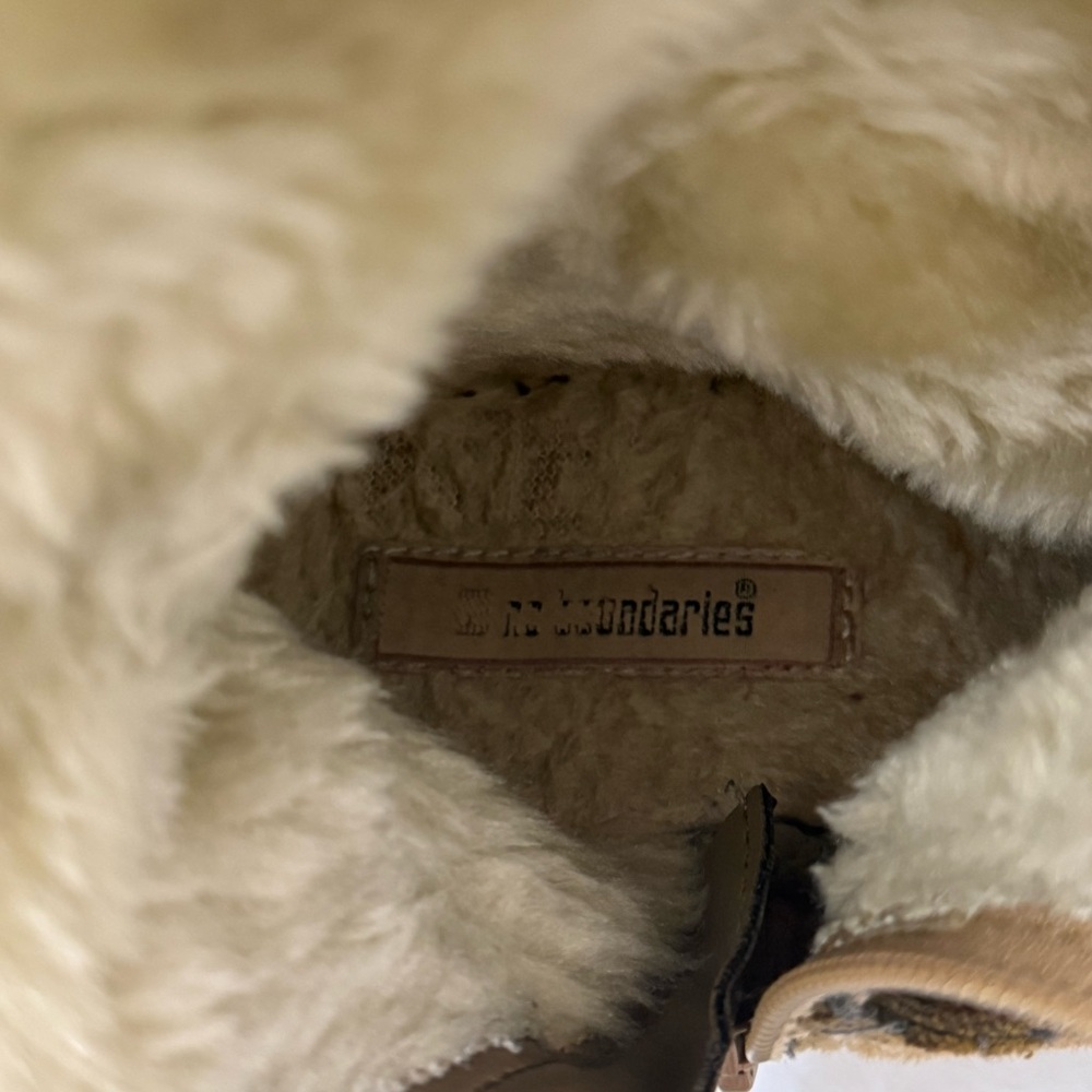 Vintage 90s No Boundaries Platform Boots Size 7 Fur Trimmed Strappy Fall Rare - Picture 15 of 16